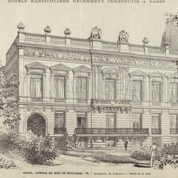 Framed Antique French Architecture Print Hotel Avenue du Bois de Boulogne Paris - Picture 8 of 10